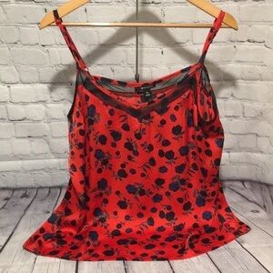 I Heart Ronson Red satin floral Cami size XL